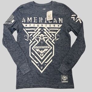 AMERICAN FIGHTER PALMDALE Men's‎ Shirt Long Sleeve Thermal Streetwear S Blue NWT